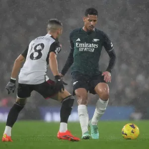 William Saliba in Action: Fulham vs. Arsenal, Premier League 2023-24 William Saliba in Action: Fulham vs. Arsenal, Premier League 2023-24