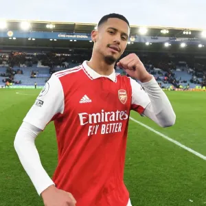 William Saliba's Celebration: Arsenal Secures Win Against Leicester City in Premier League William Saliba's Celebration: Arsenal Secures Win Against Leicester City in Premier League