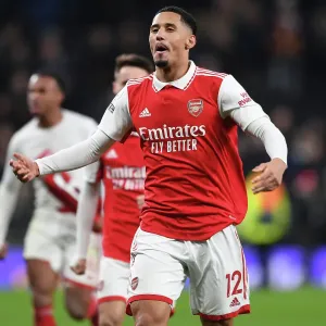 William Saliba's Celebration: Arsenal's Win at Tottenham Hotspur Stadium (2022-23) William Saliba's Celebration: Arsenal's Win at Tottenham Hotspur Stadium (2022-23)