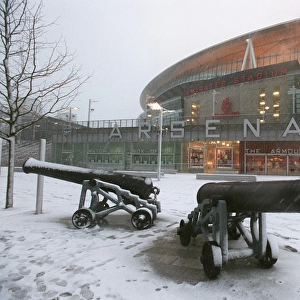 Winter's Embrace at Emirates: A Magical Snow-Covered Arsenal Football Ground