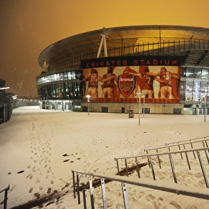 Winter's Embrace at Emirates Stadium: Arsenal's Snow-Covered Fortress, London (2009)