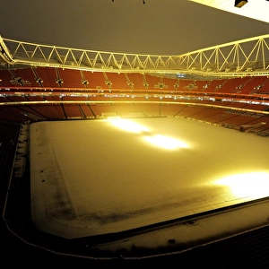 Winter's Embrace at Emirates Stadium: Arsenal's Snow-Covered Fortress, London (2009)