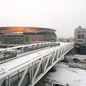 Winter's Enchantment at Emirates: Arsenal's Stadium Blanketed in Snow