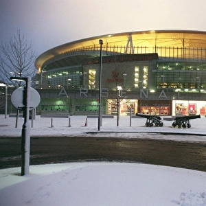 Winter's Magic at Emirates Stadium: A Snowy Football Wonderland