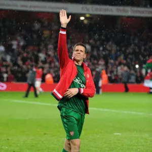 Wojciech Szczesny (Arsenal) during the lap of appreciation at the end of the match
