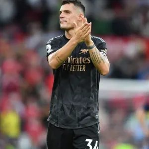 Xhaka Applauds Arsenal Fans: Manchester United vs Arsenal FC, Premier League 2022-23 Xhaka Applauds Arsenal Fans: Manchester United vs Arsenal FC, Premier League 2022-23