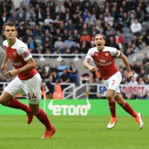 Xhaka and Bellerin Celebrate Arsenal's First Goal Against Newcastle United (2018-19)