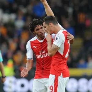Xhaka and Elneny's Jubilant Moment: Arsenal's Four-Goal Surge Against Hull City