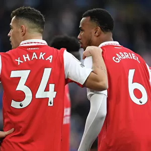Xhaka and Gabriel in Action: Leicester City vs. Arsenal, Premier League 2022-23