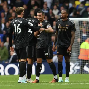 Xhaka and Holding's Reaction: Leeds United vs Arsenal FC, Premier League 2022-23 Xhaka and Holding's Reaction: Leeds United vs Arsenal FC, Premier League 2022-23