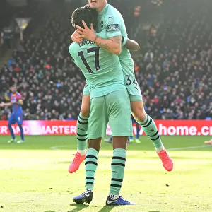 Xhaka and Iwobi Celebrate Arsenal's Second Goal vs Crystal Palace (2018-19)