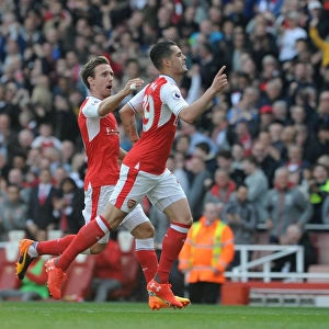 Xhaka and Monreal Celebrate Arsenal's First Goal Against Manchester United (2016-17)