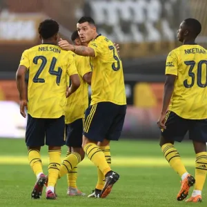Xhaka and Nelson Celebrate Goal: Arsenal's Pre-Season Victory in Angers