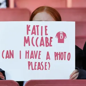 Young Arsenal Fan's Heartfelt Request: Katie McCaabe at Arsenal vs Aston Villa (2023-24)