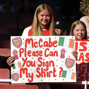 Young Arsenal Fans Show Support: Arsenal FC vs. Aston Villa, Barclays Women's Super League, 2023-24