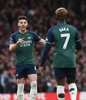 2023-24 Premier League: Bukayo Saka and Declan Rice Share Strategies on the Field during Fulham vs. Arsenal