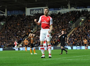 Hull City v Arsenal 2014/15 Gallery: Aaron Ramset celebrates scoring Arsenals 2nd goal. Hull City 1: 3 Arsenal. Barclays