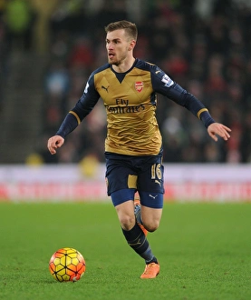 Stoke City V Arsenal 2015-16 Prints: Aaron Ramsey in Action: Arsenal vs. Stoke City, Premier League 2015-16