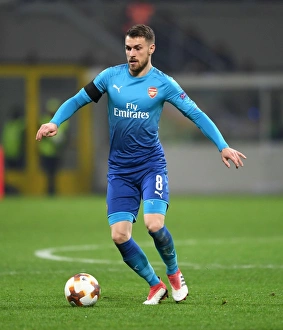 AC Milan V Arsenal 2017-18 Prints: Aaron Ramsey in Action: Arsenal vs. AC Milan, UEFA Europa League 2018