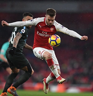 Arsenal V Manchester City 2017-18 Prints: Aaron Ramsey in Action: Arsenal vs Manchester City, Premier League 2017-18