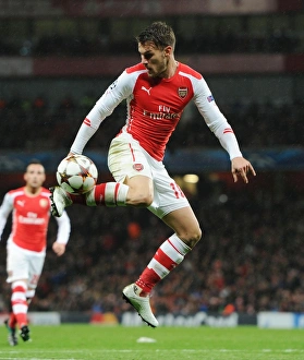 Arsenal V Anderlecht 2014/15 Prints: Aaron Ramsey in Action: Arsenal vs RSC Anderlecht, UEFA Champions League, 2014