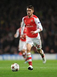 Arsenal V Anderlecht 2014/15 Prints: Aaron Ramsey in Action: Arsenal vs RSC Anderlecht, UEFA Champions League, 2014