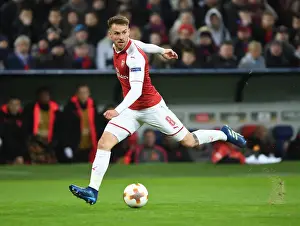 CSKA Moscow V Arsenal 2017-18 Prints: Aaron Ramsey in Action: Arsenal's Europa League Battle against CSKA Moscow (2018)