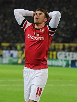 West Bromwich Albion V Arsenal 2013-14 Prints: Aaron Ramsey in Action: Borussia Dortmund vs. Arsenal, UEFA Champions League (2013-14)