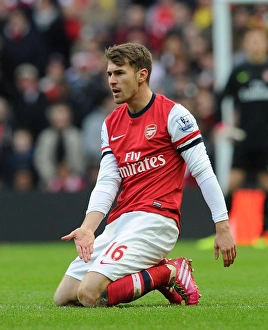 Manchester City V Arsenal 2013-14 Prints: Aaron Ramsey in Action: Manchester City vs. Arsenal, Premier League 2013-14