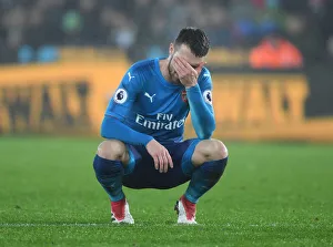 Swansea City V Arsenal 2017-18 Prints: Aaron Ramsey in Action: Swansea City vs. Arsenal, Premier League 2017-18