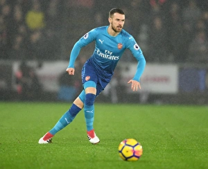 Swansea City V Arsenal 2017-18 Prints: Aaron Ramsey in Action: Swansea City vs Arsenal, Premier League 2017-18