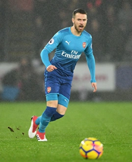Swansea City V Arsenal 2017-18 Prints: Aaron Ramsey in Action: Swansea City vs Arsenal, Premier League 2018