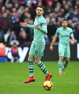 West Ham United V Arsenal 2018-19 Prints: Aaron Ramsey in Action: West Ham United vs. Arsenal FC, Premier League 2018-19