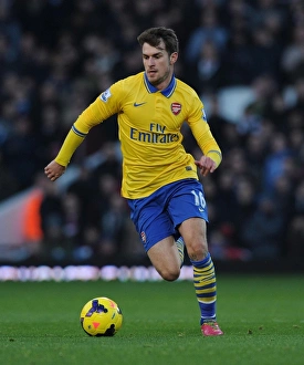West Ham United V Arsenal 2013-14 Prints: Aaron Ramsey in Action: West Ham United vs. Arsenal, Premier League (December 2013)