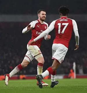 Aaron Ramsey and Alex Iwobi Celebrate Goals: Arsenal's Triumph Over Everton (2017-18)