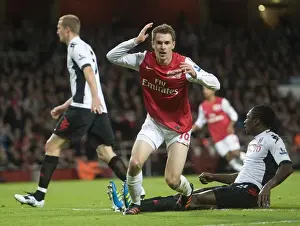 Arsenal V Fulham 2011-12 Prints: Aaron Ramsey of Arsenal during the Barclays Premier League match between Arsenal