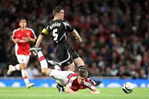 Images Dated 23rd September 2008: Aaron Ramsey (Arsenal) Chris Morgan (Shef Utd)