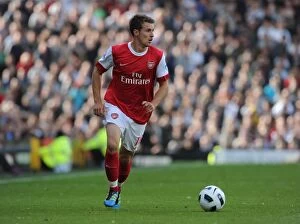 Fulham v Arsenal 2010-11 Collection: Aaron Ramsey (Arsenal). Fulham 2: 2 Arsenal, Barclays Premier League, Craven Cottage