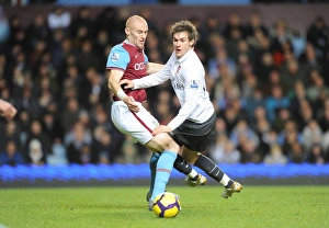 Aston Villa v Arsenal 2009-10 Gallery: Aaron Ramsey (Arsenal) James Collins (Villa). Aston Villa 0: 0 Arsenal. Barclays Premier League