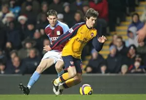 Images Dated 26th December 2008: Aaron Ramsey (Arsenal) James Milner (Aston Villa)