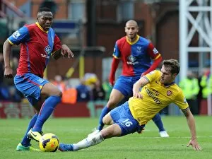 Images Dated 26th October 2013: Aaron Ramsey (Arsenal) Kagisho Dikacoi (Palace). Crystal Palace 0: 2 Arsenal. Barclays