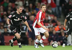 Arsenal V Sheffield United Carling Cup Prints: Aaron Ramsey (Arsenal) Nick Montgomery (Sheffield United)