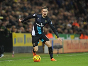 Norwich City V Arsenal 2015-16 Prints: Aaron Ramsey (Arsenal). Norwich City 1: 1 Arsenal. Barclays Premier League. Carrow Road