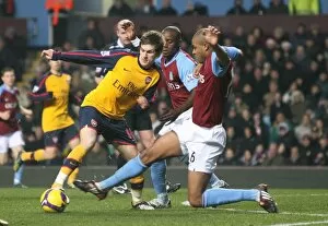Images Dated 26th December 2008: Aaron Ramsey (Arsenal) Zat Knight (Aston Villa)