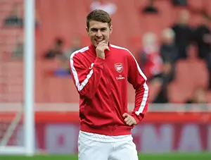 Arsenal V Norwich City 2013-14 Prints: Aaron Ramsey: Arsenal's Focus before Clash against Norwich City (2013-14)