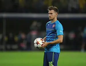 Borussia Dortmund V Arsenal 2014-15 Prints: Aaron Ramsey: Arsenal's Readiness at Borussia Dortmund's Signal Iduna Park