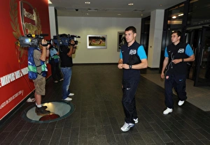 Images Dated 28th September 2011: Aaron Ramsey and Carl Jenkinson (Arsenal) in the players entance. Arsenal 2: 1 Olympiacos