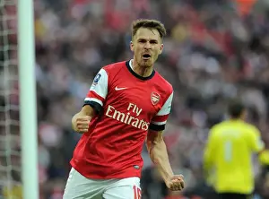 Arsenal V Wigan Athletic - FA Cup Semi Final 2014 Prints: Aaron Ramsey Celebrates Arsenal's First Goal in FA Cup Semi-Final vs Wigan Athletic