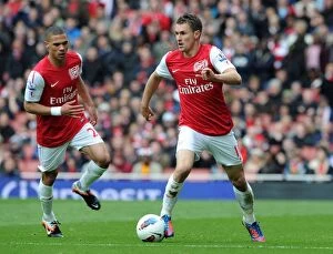 Aaron Ramsey and Kieran Gibbs (Arsenal). Arsenal 3: 3 Norwich City. Barclays Premier League