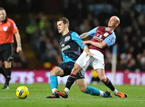 Aston Villa V Arsenal 2011-12 Prints: Aaron Ramsey Outmaneuvers Stephen Ireland: Aston Villa vs. Arsenal, Premier League, 2011